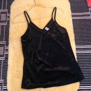 Velvet Black Strappy Tank Top